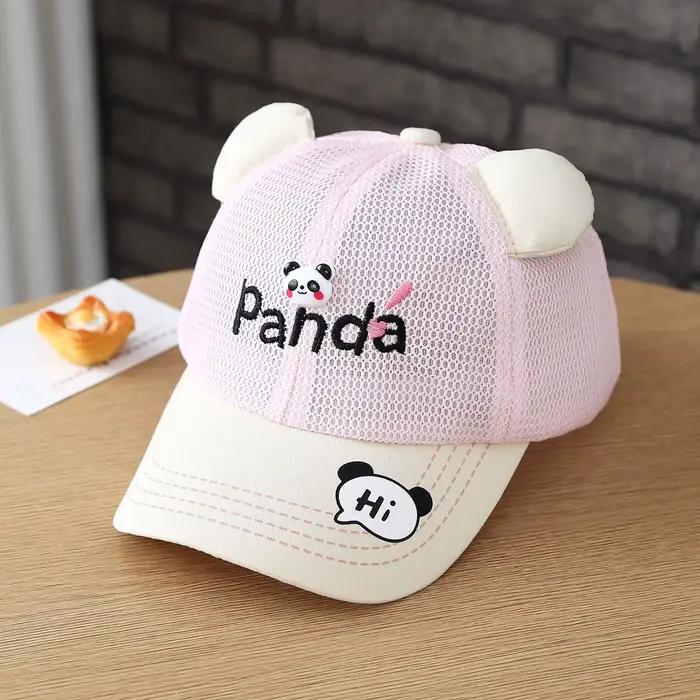 Chapeau pour bébé, doux et mignon, brodé avec un panda, tout en soie, respirant, sans bordure, chape