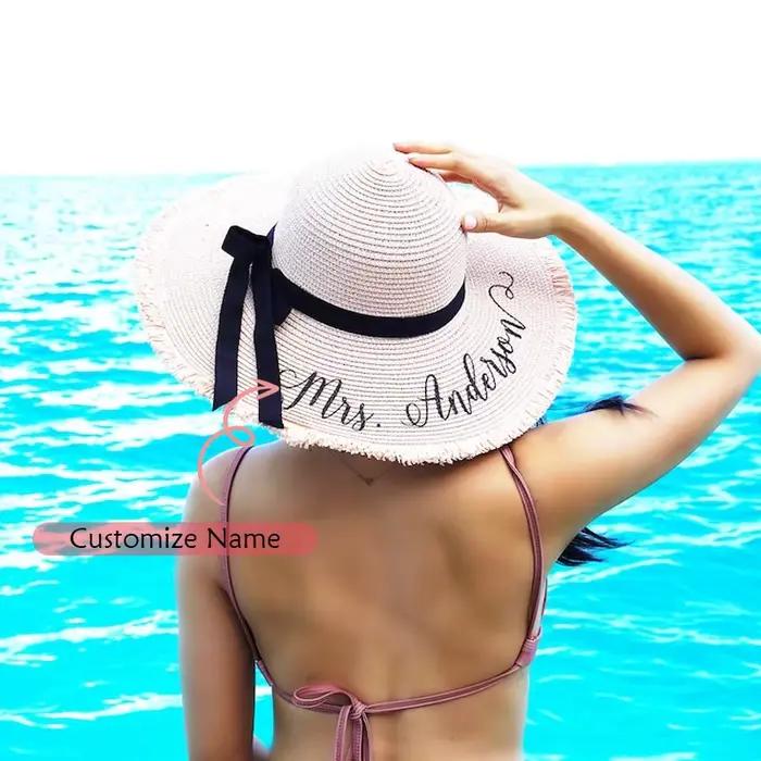 Chapeau de soleil disquette de plage d'été personnalisé, pour mariage, enterrement de vie de jeune f