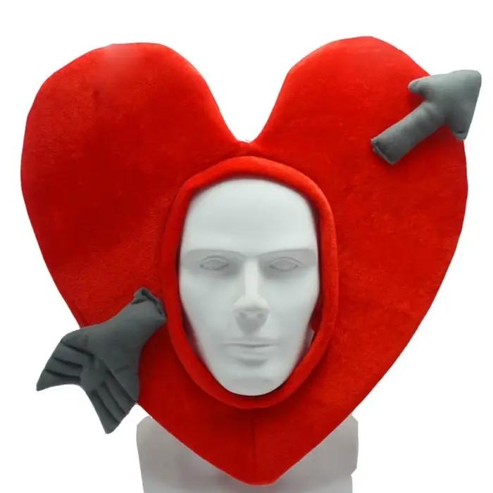 Chapeau de cœur rouge amusant pour la Saint-Valentin, accessoire de tête, amour, pêche, flèche de Cu