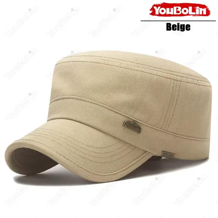 Casquette militaire à calotte plate pour homme pour les journées à la plage – Chapeau léger de prote