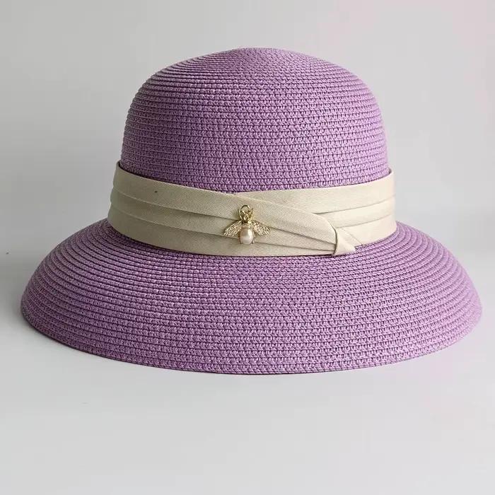 Chapeau de paille d'été élégant à la française, pliable, anti-ultraviolet, pour la plage et les voya
