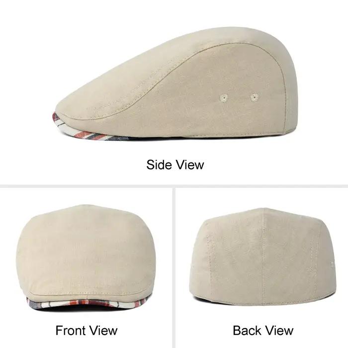 JANGOUL-Casquette plate en lin pour homme, chapeau classique ajustable, style gavroche, décontracté