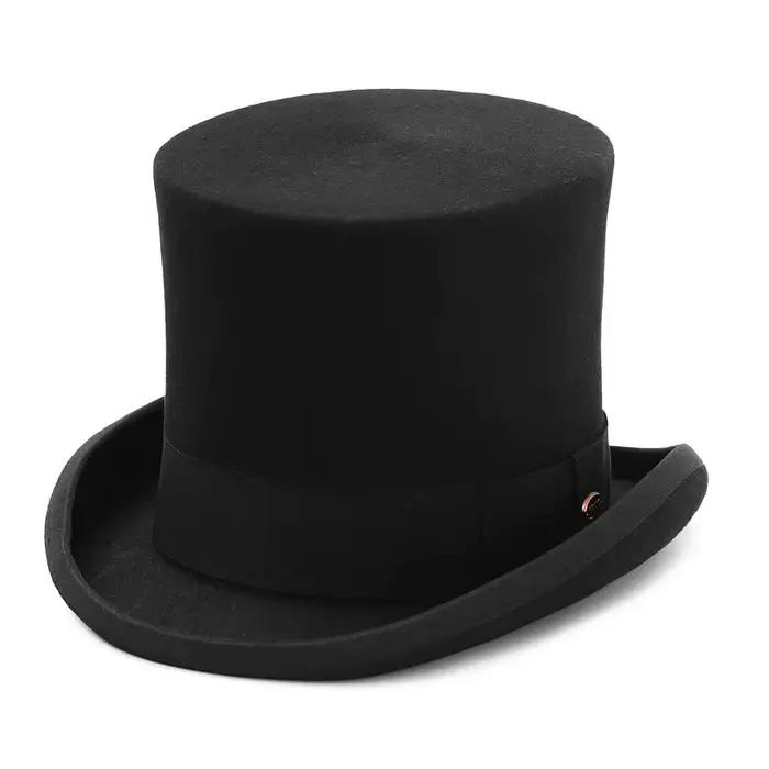 GEMVIE – chapeau en feutre 100% laine pour hommes et femmes, 17cm, haut cylindrique, couvre-chef fou