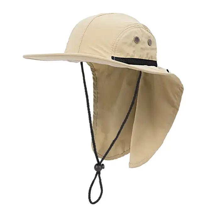 Chapeau de randonnée unisexe à large bord, casquette de protection solaire UV, rabat de cou, pêche,
