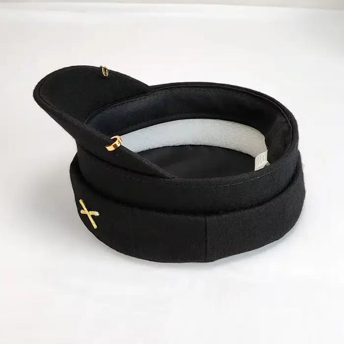 Marque de créateur boucle d'oreille laine Newsboy casquettes pour femmes lettre RB militaire chapeau