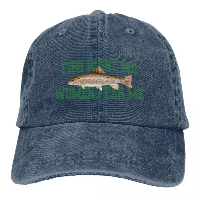 Chapeau de Baseball rétro en coton pour femmes, Fish Want Me Fear Me Meme, amoureux de la pêche, cas
