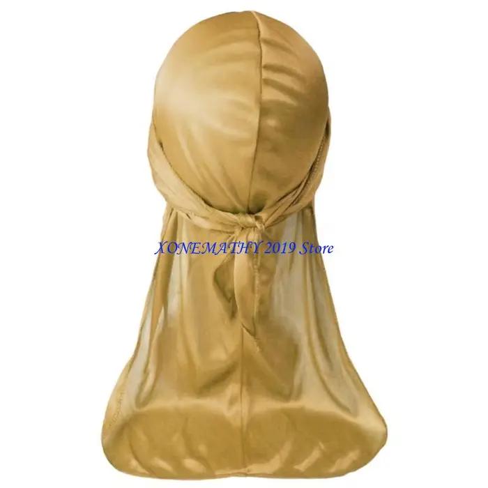 F42F – couvre-chef à longue pour hommes, Turban Durag respirant soyeux pour dreadlocks tressés pour