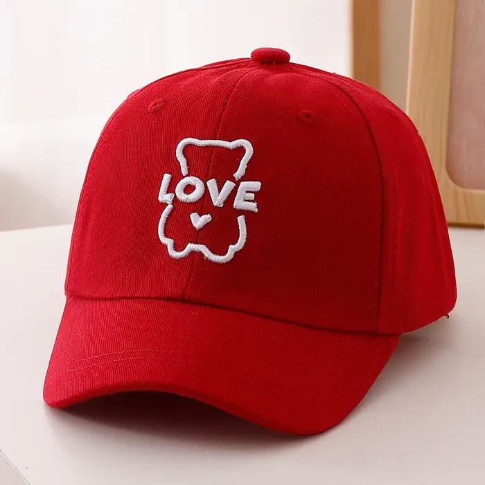 Chapeau de baseball à broder LOVE en style simple et mignon, forme de ours creux, amour, adapté aux