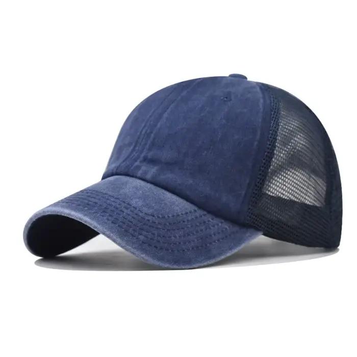 Casquette de baseball vintage en coton délavé, protection UV, casquette respirante en maille, visièr