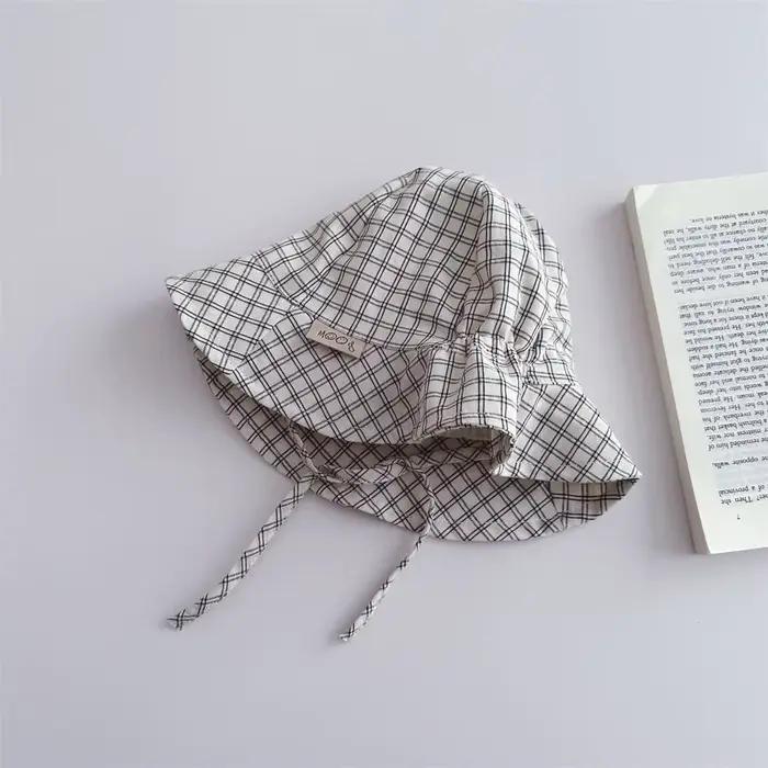 Casquette de poisson à laçage rayé pour enfants, chapeaux de bassin coupe-vent pour bébé, casquettes