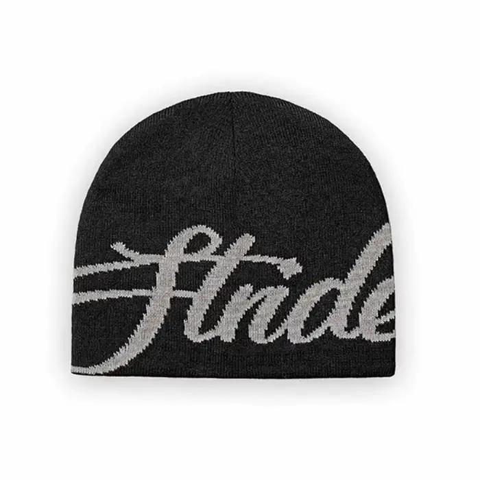Hommes Beanie Kpop lettre chapeau Y2k noir tricot Hip Hop Streetwear laine hiver mode coréenne pull