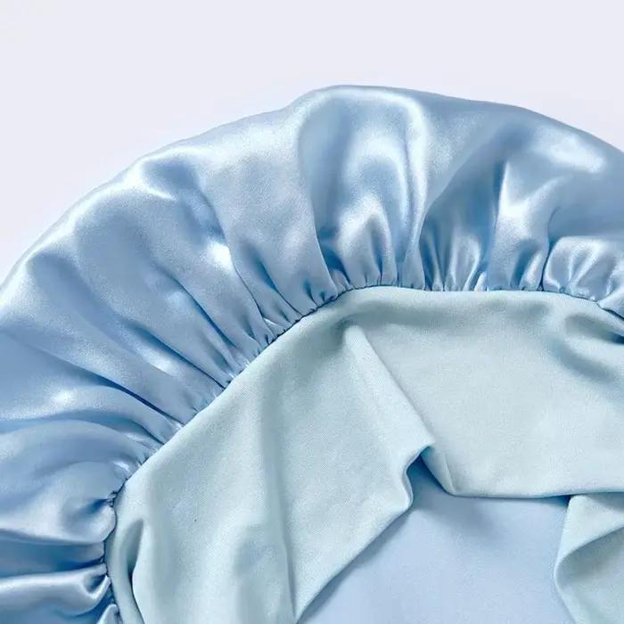 Bonnet de sommeil en soie de mûrier 100% pour femmes, large bande réglable pour tresses, Protection