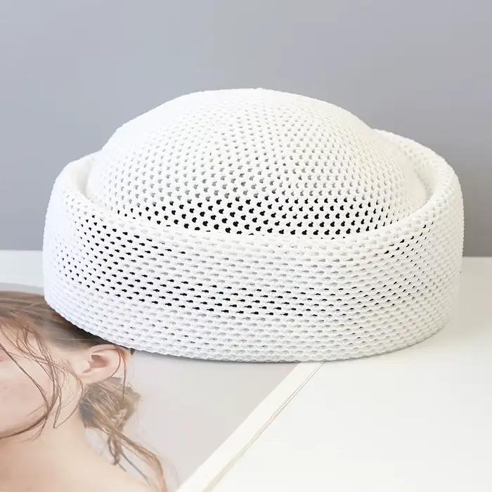 Béret d'été en maille respirant pour femme, Taqiyah Kufi, bérets rigides roses, chapeau de soleil él