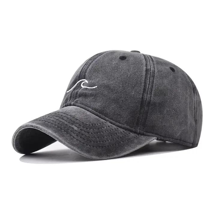 Casquette de Baseball brodée d'ondulation ondulée, couleur unie, en coton lavé, chapeaux de papa sim