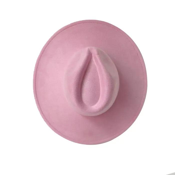 Chapeau en daim sarcelle à large bord 34 couleurs Chapeau Fedora hommes femmes automne hiver feutre