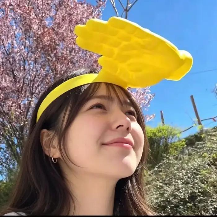 Nouveau chapeau de soleil universel amusant et pratique en forme de paume pour hommes et femmes, jau