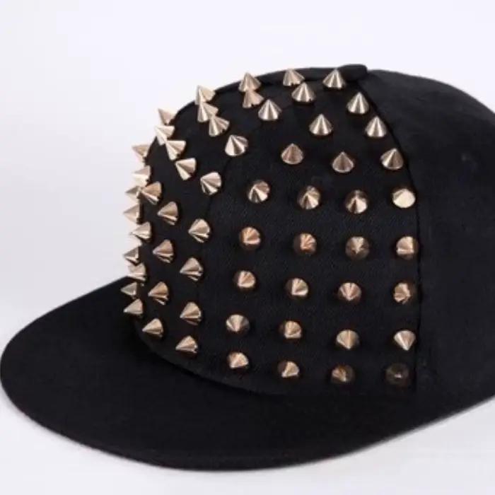 Casquettes de Baseball mandarines noires pour hommes et femmes, chapeau plat à rivets, Punk Rock Hip