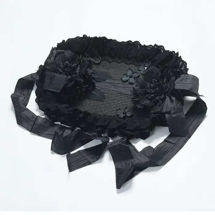 Chapeau de soleil victorien Vintage de Style Lolita français, en paille, fait à la main, accessoires