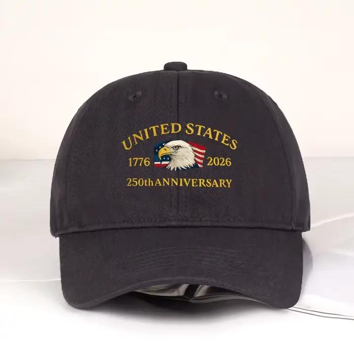Casquette de baseball avec imprimé Aigle Blanc, 250e anniversaire des États-Unis, 1776-2026 – Casque