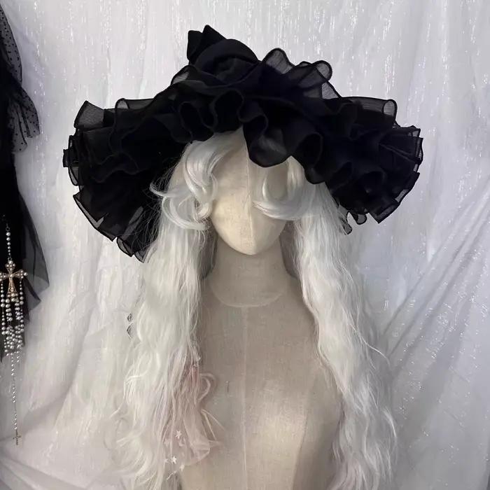 Chapeau de sorcière en dentelle fait à la main pour femmes et filles, chapeau de soleil pour dames,