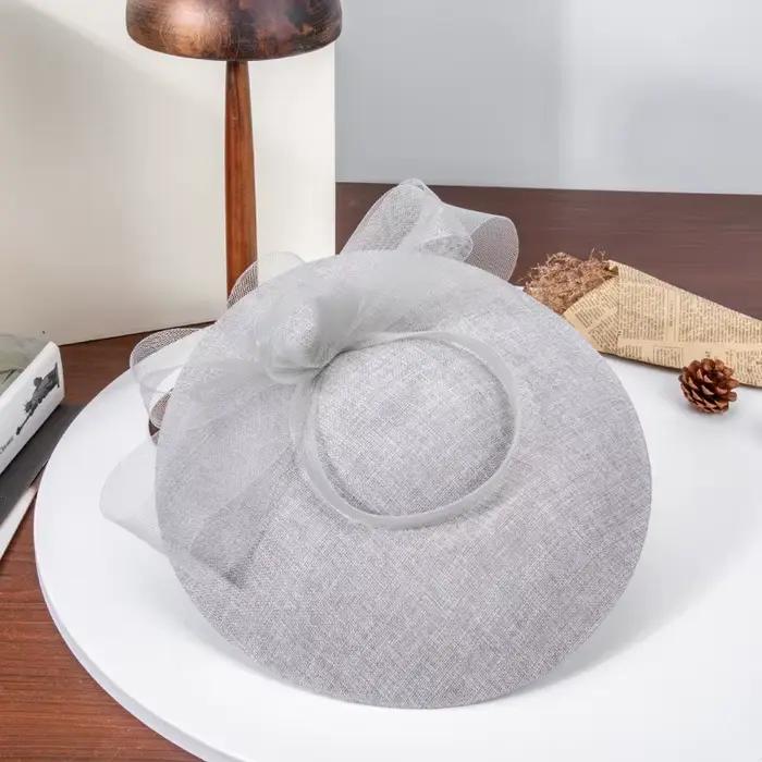 Chapeau Cloche français à large bord, avec nœud Vintage, pour fête de thé, élégant, printemps et été