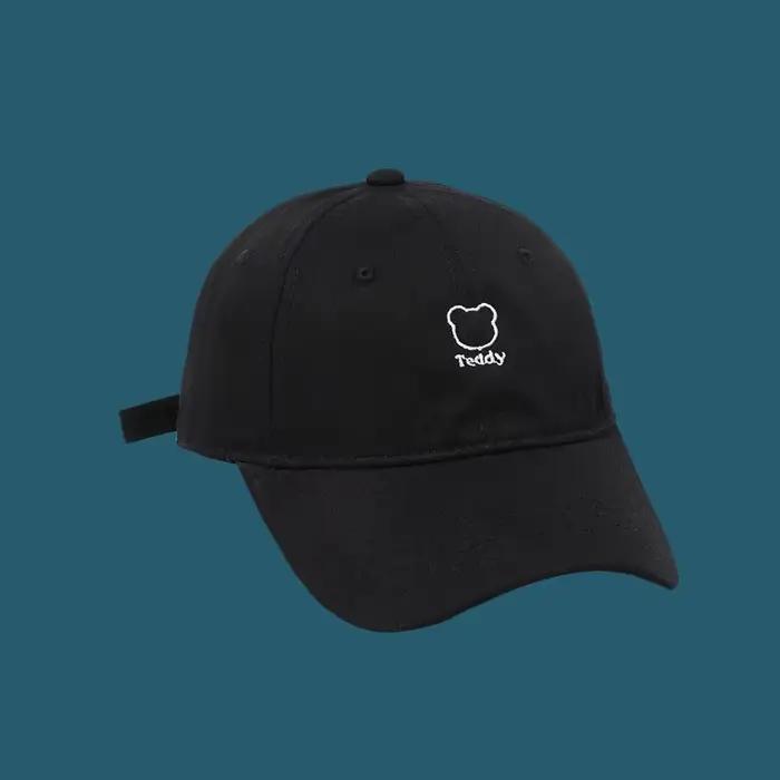 Ours broderie femmes Baseball chapeau unisexe réglable Snapback casquette à visière couleur unie cot