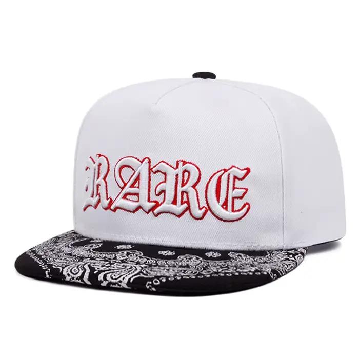 Nouveau Chapeau à Bord Plat 2026 RARE, Style Gothique Brodé Paisley, Chapeau Hip-Hop, Chapeau Décora