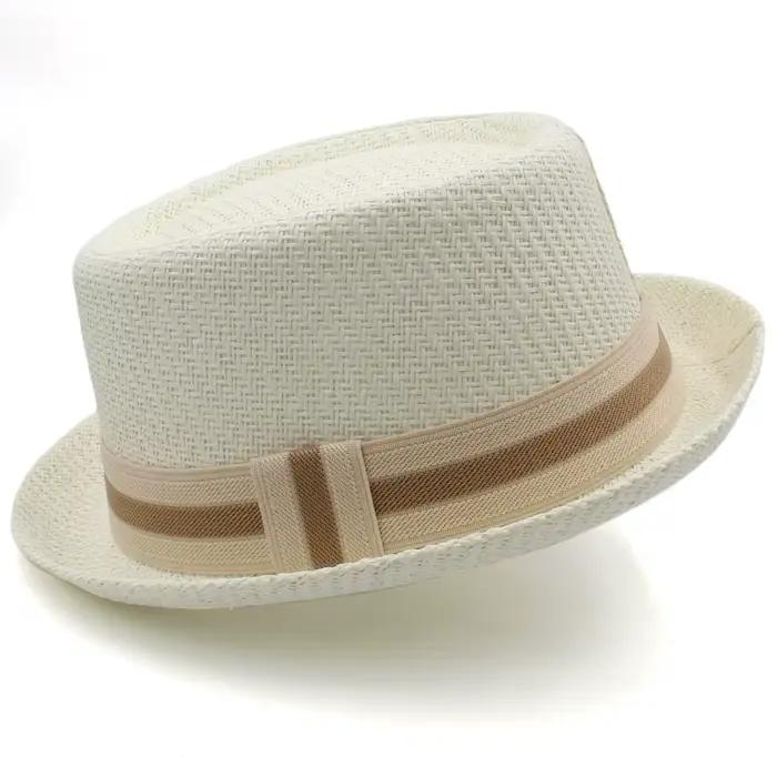 Men Women Classical Straw Pork Pie Hats Fedora Sunhats Trilby Caps Summer Boater Street Outdoor Trav