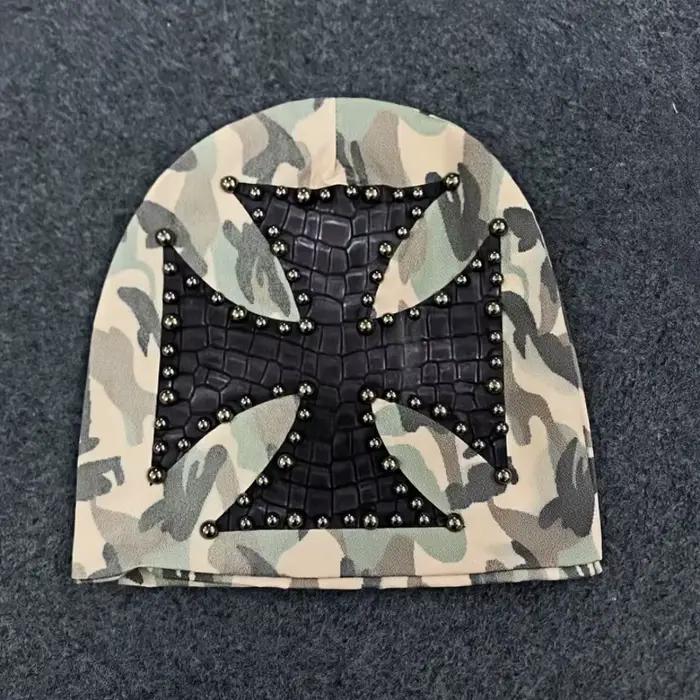 Chapeau froid tendance rétro foncé de rue, nouveau chapeau froid Y2K rivet décoration en métal perso