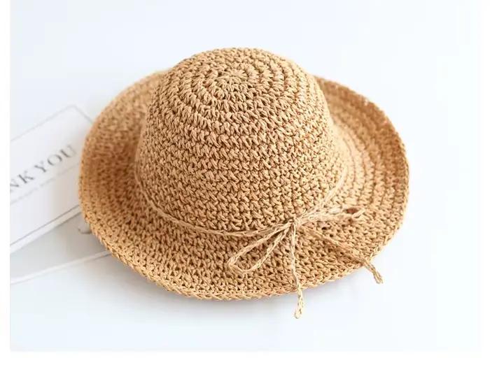 Chapeau de paille d'été Parent-enfant pour fille, décontracté, solide, pliable, à grand bord, chapea