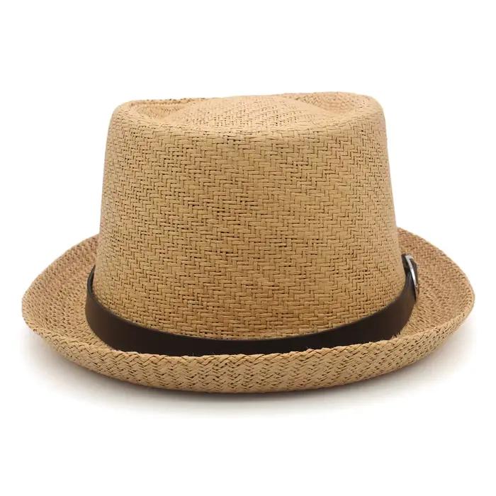 Chapeaux de tarte de porc en paille classiques pour hommes et femmes, chapeaux de soleil Fedora, cas