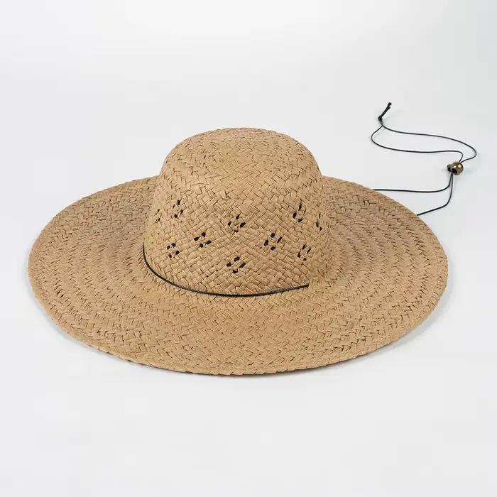 Chapeau de paille coréen tricoté à la main avec motif ajouré pour parents et enfants – Indispensable