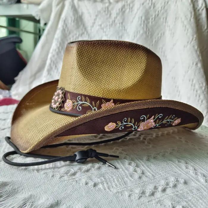 Chapeau d'été en paille de perles pour femme, chapeau seau en paille, café blond, chapeau de plage,