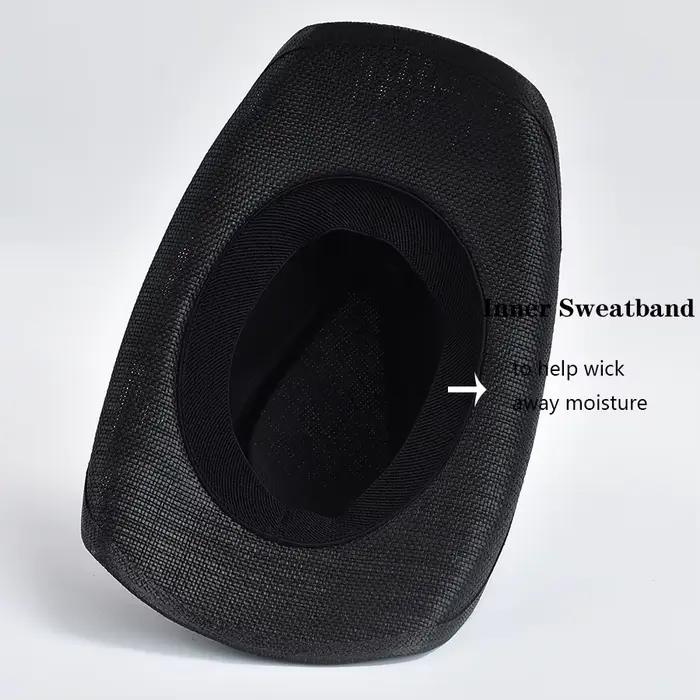 Chapeau de paille épaissi pour hommes bord bouclé Vintage Western Cowboy chapeau été plage chapeau d