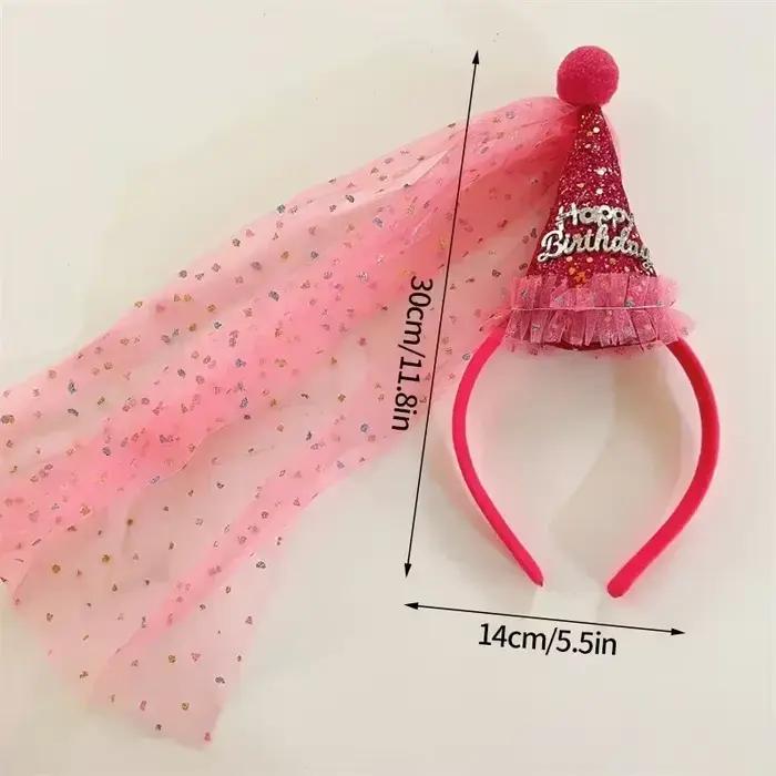 Chapeau d'anniversaire de princesse pour enfants, bandeau de célébration de fête d'anniversaire, cas