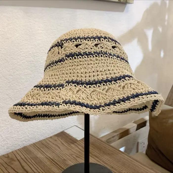 Chapeau de paille tissé polyvalent pour femmes, pliable, Protection solaire de voyage, chapeau de pê