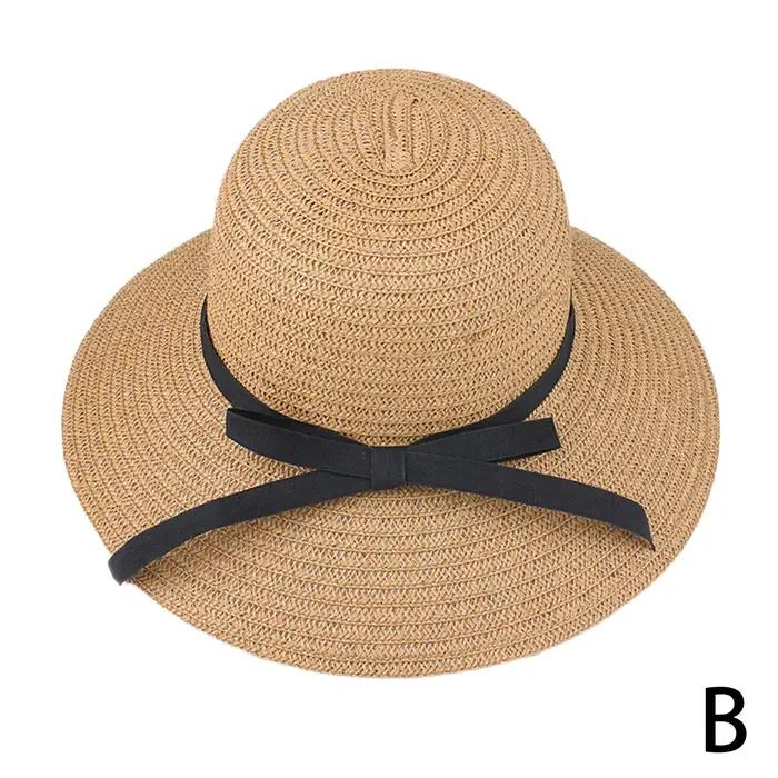 Chapeau de soleil en paille pliable pour femmes, chapeau de plage pour Protection solaire, chapeau d