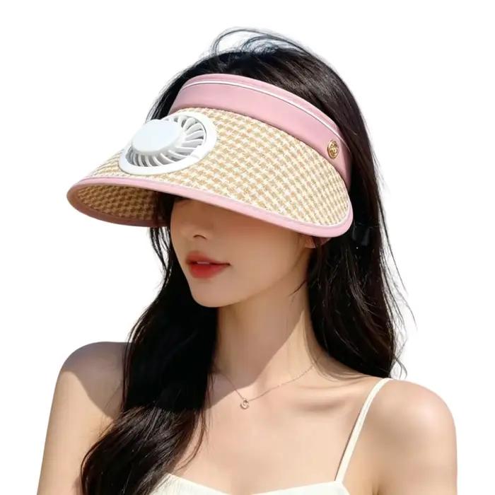 Chapeau solaire pliable pratique avec ventilateur intégré, respirant, à large bord, léger, protectio