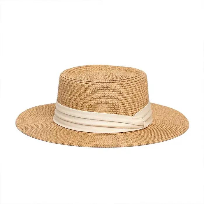Chapeau Panama à large bord en paille de haute qualité pour les voyages à la plage, protection solai