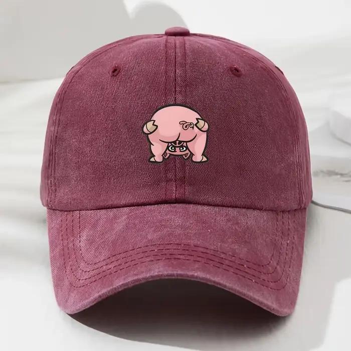 Casquette de baseball unisexe à imprimé cochon rose, chapeau de style de rue urbain, adapté aux spor