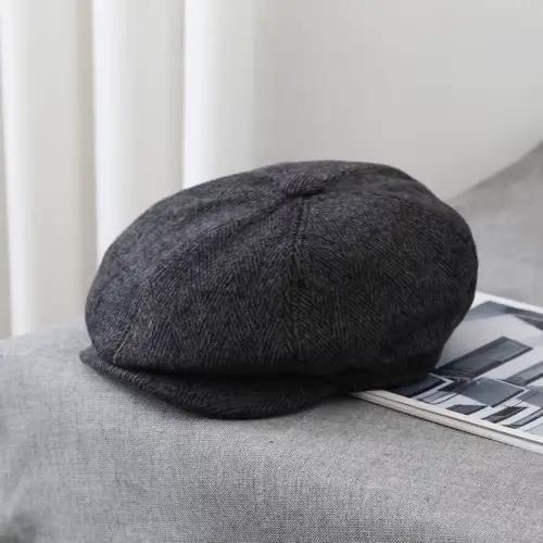 Chapeaux pour hommes automne et hiver Simple mode octogonale rétro hiver résistant chaud peintre cha