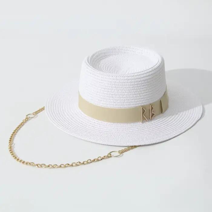 Chapeaux de paille d'été pour femmes ruban décoration élégante dames robe de soirée chapeaux voyage