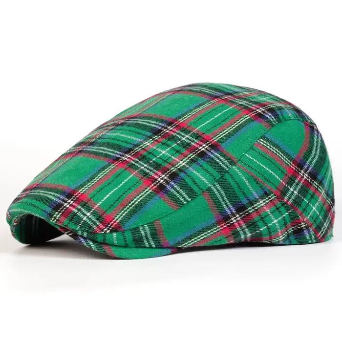 Casquettes rétro unisexes à carreaux, chapeaux de peintre britanniques, casquettes octogonales print