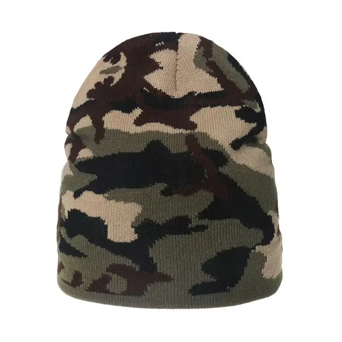 Bonnet tricoté camouflage style streetwear, chaud pour l'hiver, pour femmes et hommes, casquette déc