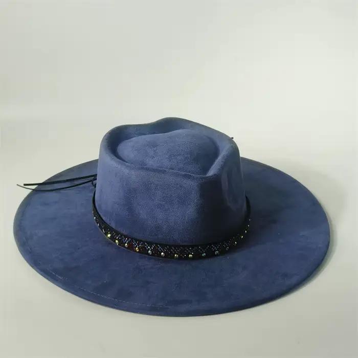 Chapeau Fedora en daim personnalisé avec couronne en forme de cœur, nouveau chapeau pour femme à lar