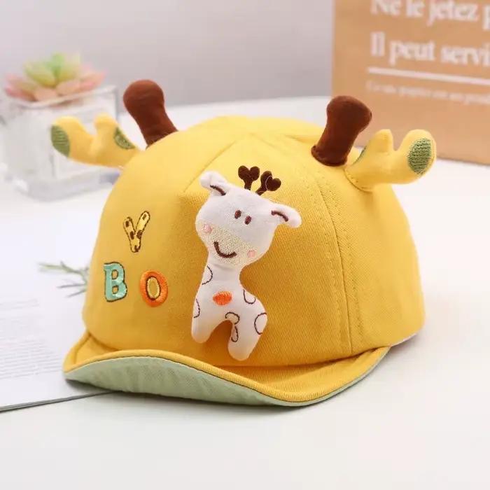 Casquette de Baseball pour bébé, girafe de dessin animé, mignon, en coton, à bord souple, chapeau de
