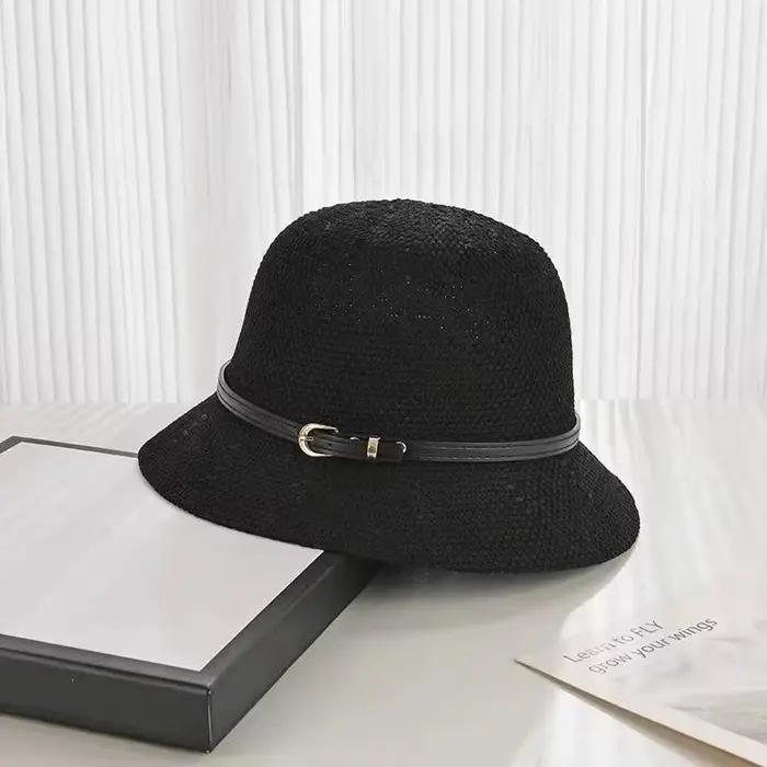 Chapeau de soleil en lin simple pour femme, respirant, relabel, été, voyage, crème solaire, ruban de