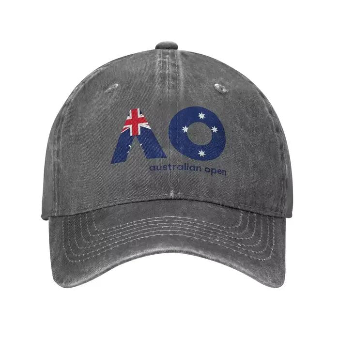 Casquettes de baseball drapeau AO ouvert australien décontracté en détresse lavé Tennis Fitness Snap