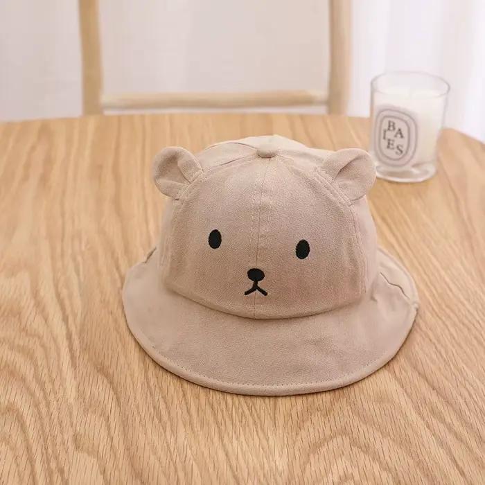 Mignon ours bébé seau chapeau avec oreilles garçon fille coton enfants chapeau de soleil en plein ai