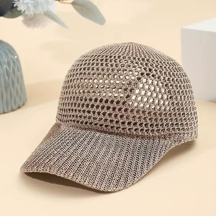 Casquette de baseball respirante en maille pour femme – Simple, polyvalente, tricotée, à visière, po
